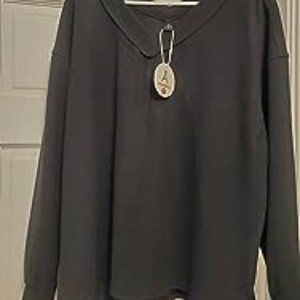 Women Long Sleeve Shirt V Neck Off Shoulder Oversized Knit Pullover Sweatshirt L